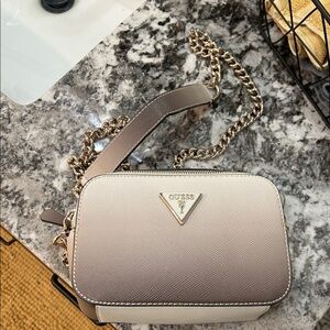 GUESS Two-Tone Taupe and Cream Chain Crossbody